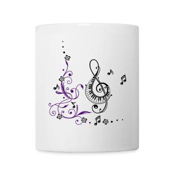 Clef with music notes and floral elements - Mug - white - Front