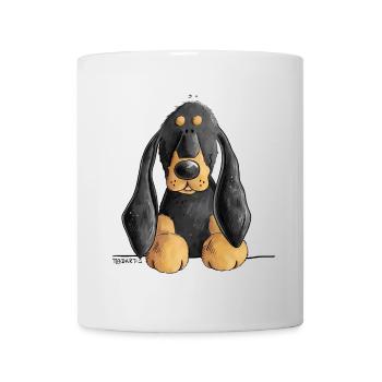 Chien de bande dessinée noir et beige Coonhound - Mug blanc - blanc - Devant