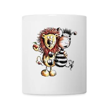 Löwe und Zebra - Löwen - Zebras - Comic - Geschenk - Tasse - Weiß - Vorne