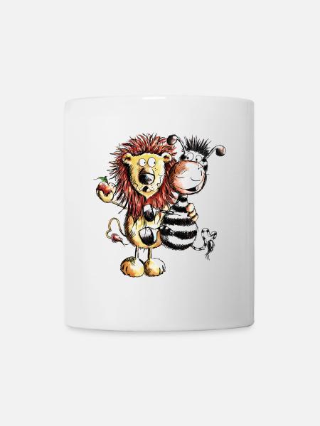 Löwe und Zebra - Löwen - Zebras - Comic - Geschenk - Tasse - Weiß
