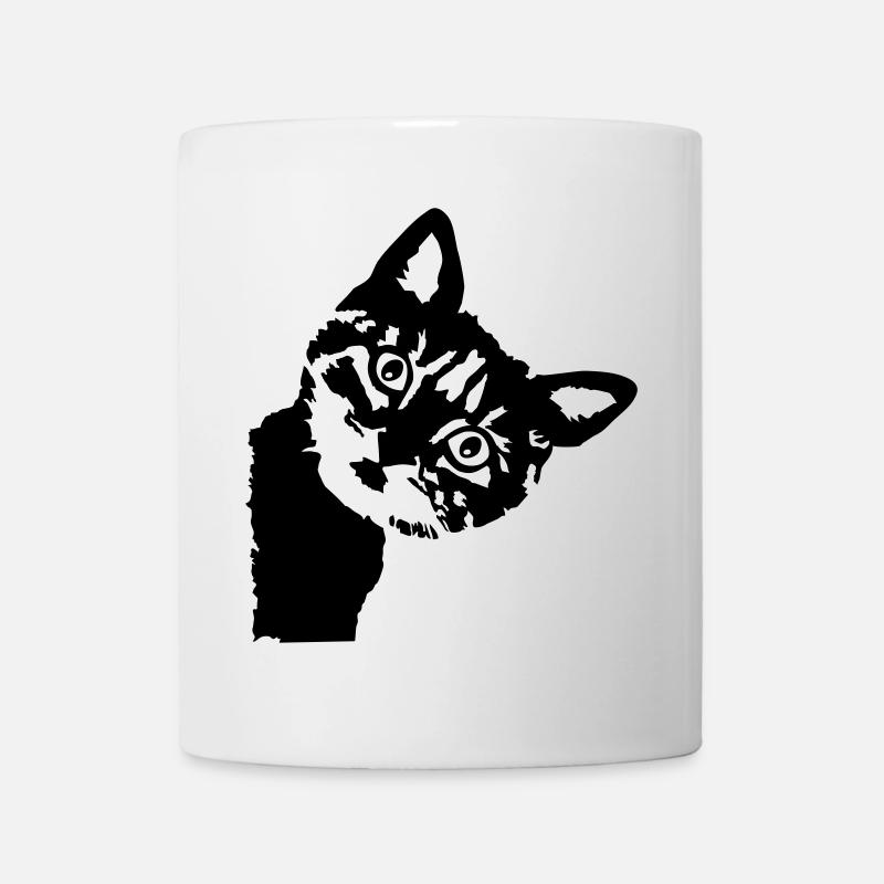 Katze, süßes Kätzchen zweifarbig - Tasse - Weiß