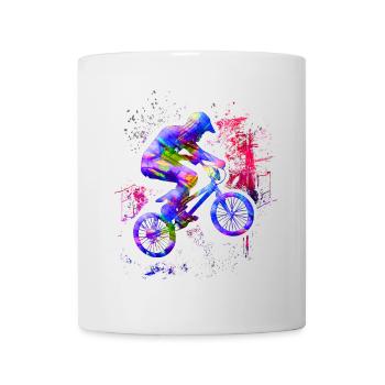 Buntes BMX / Farbiges BMX / BMX Fahrrad - Tasse - Weiß - Vorne