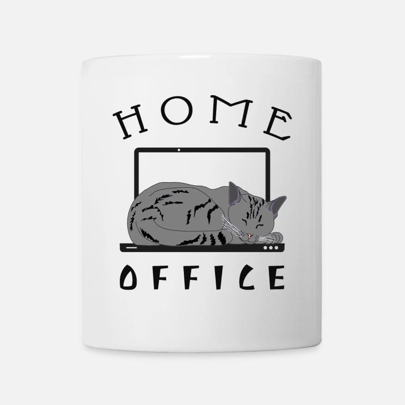 Chillende Katze im Home Office - Tasse - Weiß