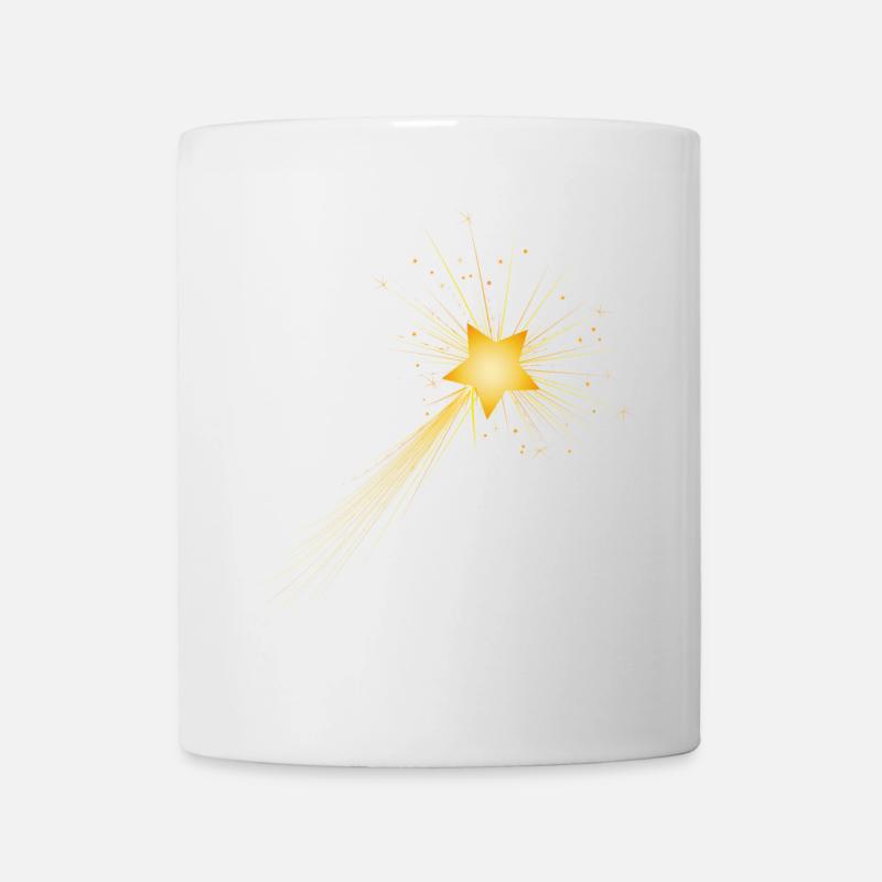kleine goldene Sternschnuppe im Nachthimmel - Tasse - Weiß