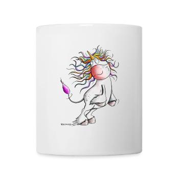 Drolliges Regenbogen Einhorn I Comic Fantasy - Tasse - Weiß - Vorne