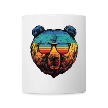 Regenbogenbär in Retro-Sonnenbrillen - Tasse - Weiß - Vorne
