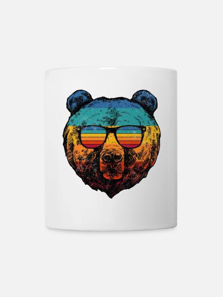 Rainbow Bear in Retro Sunglasses - Mug - white