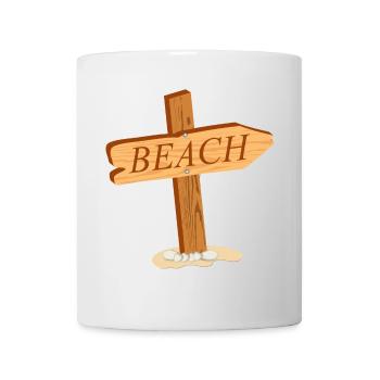 simple wooden sign - signpost to the beach - Mug - white - Front