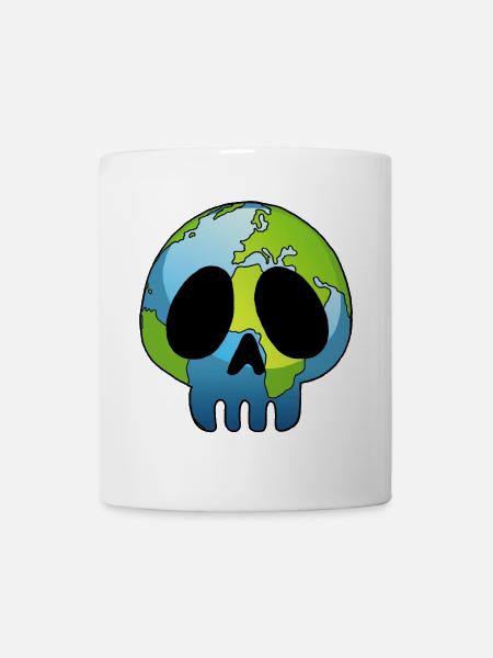 Tête de mort et planète Terre - Mug blanc - blanc