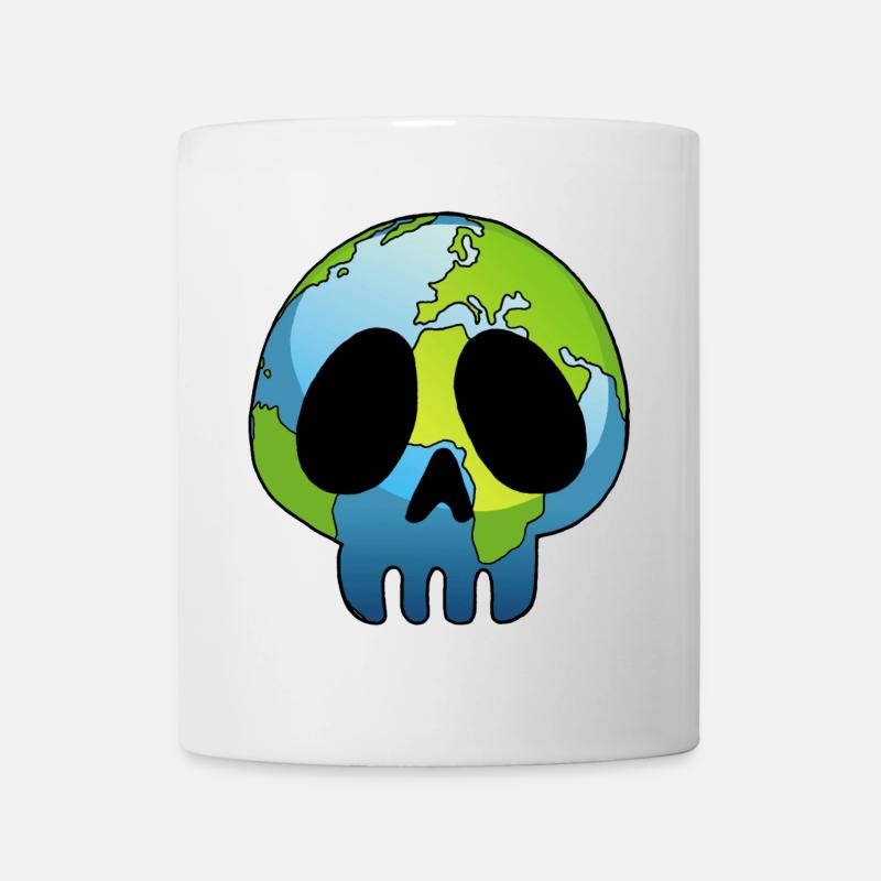 Skull and planet Earth - Mug - white