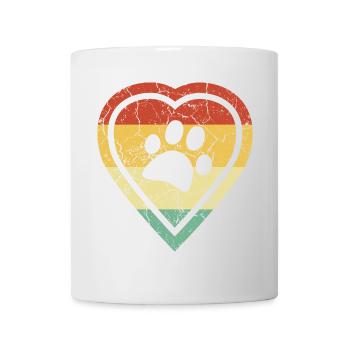 Retro heart with paw by dog grunge retro vintage - Mug - white - Front