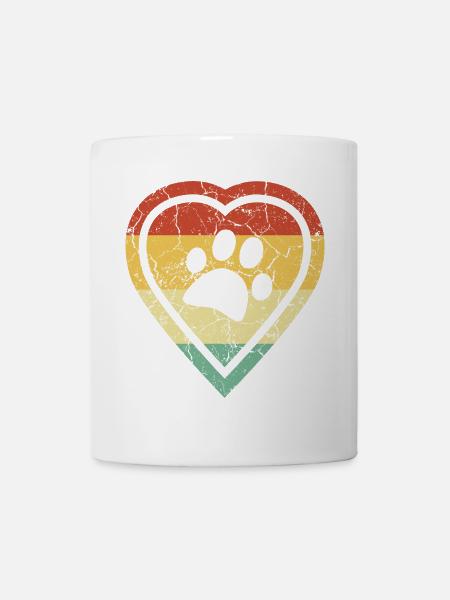 Retro Herz mit Pfote von Hund grunge retro vintage - Tasse - Weiß