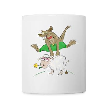 loup saute par-dessus le mouton - loup avec mouton - Mug blanc - blanc - Devant