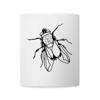 Fliege - transparent - Tasse - Weiß - Vorne
