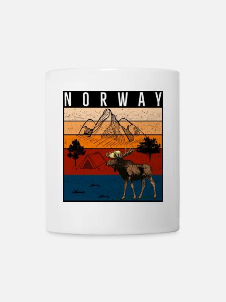 Norsk natur og elgmotiv - Kopp - hvit