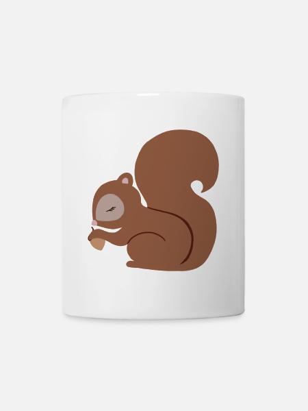 Eichhörnchen mit Eichel süß - Tasse - Weiß