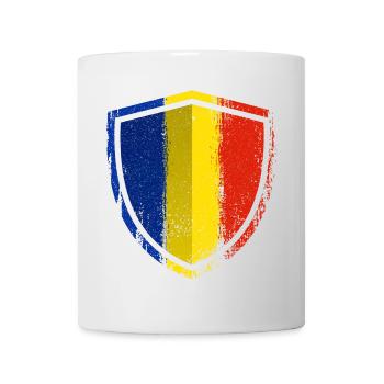 Beschädigtes blaues Gelbes Rotes Schild - Tasse - Weiß - Vorne