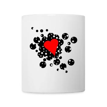 Rotes Herz mit schwarzen und weissen Punkten - Tasse - Weiß - Vorne