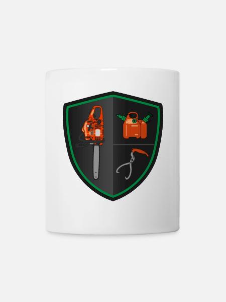 Bouclier héraldique - Tronçonneuse - Mug blanc - blanc