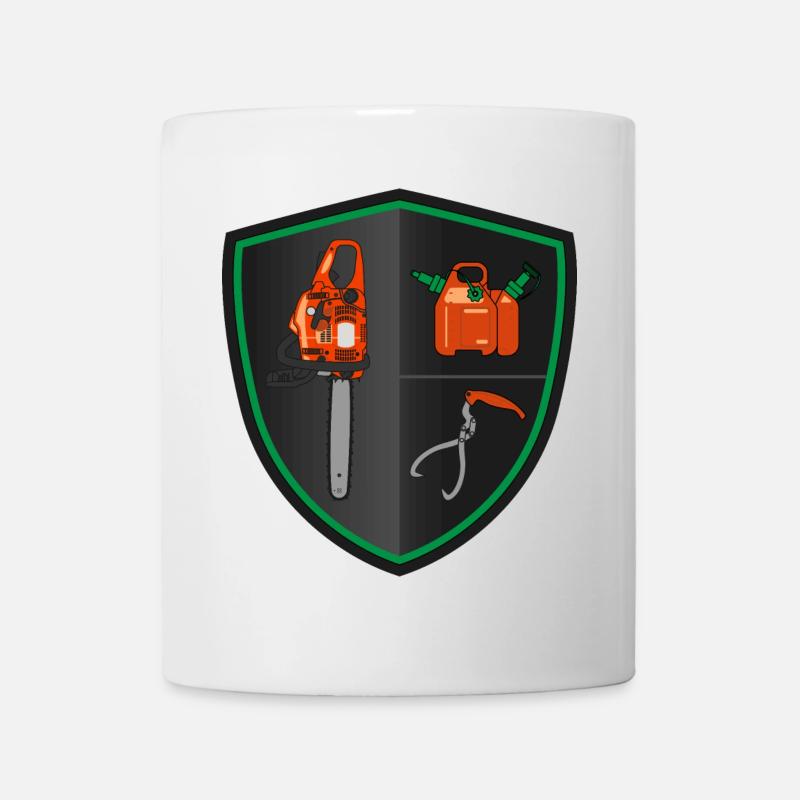 Bouclier héraldique - Tronçonneuse - Mug blanc - blanc