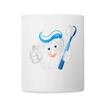 Dent blanche rayonnante avec du dentifrice en bande dessinée - Mug blanc - blanc - Devant