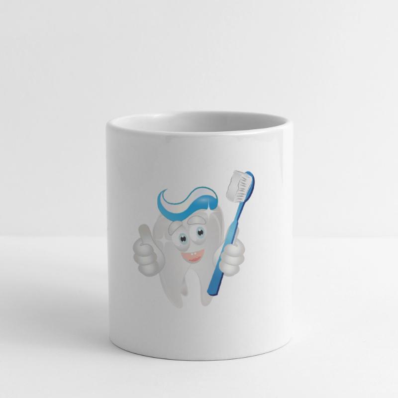 radiant white tooth with toothpaste as a comic Mug