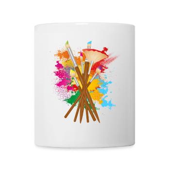 Artist brush set with colorful colors - Mug - white - Front