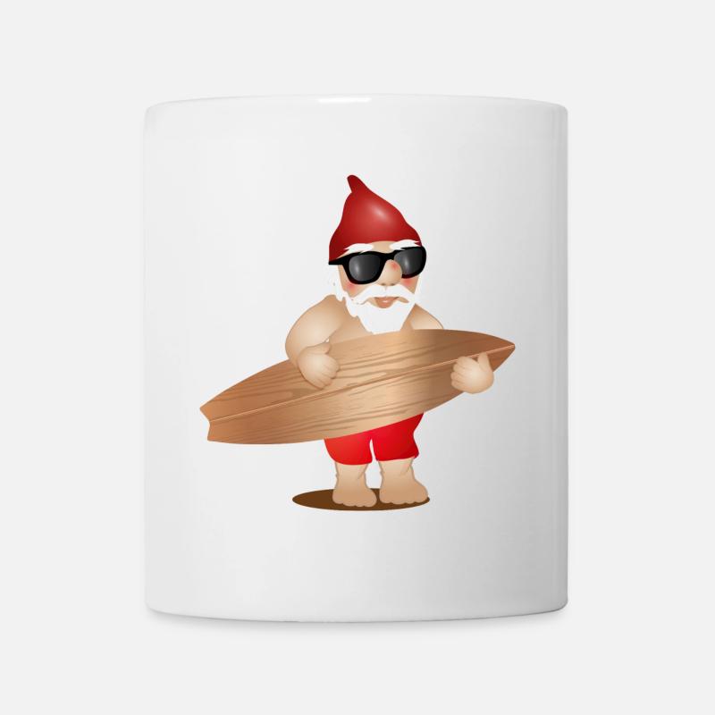 Nain de jardin cool avec lunettes de soleil et planche de surf - Mug blanc - blanc