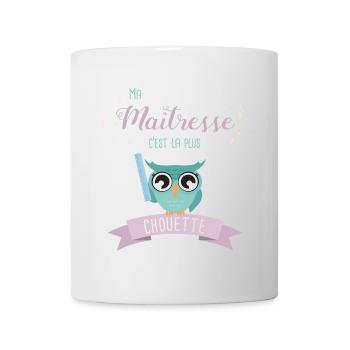 Hibou Maîtresse Chouette Illustration - Mug blanc - blanc - Devant