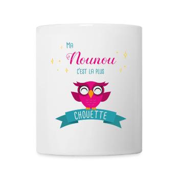 Design Hibou Mignon pour Nounou Super Chouette - Mug blanc - blanc - Devant