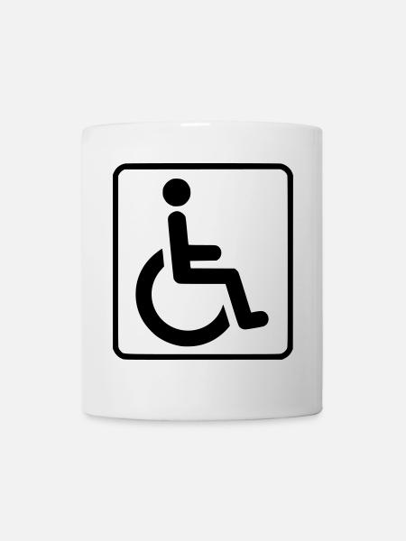 Symbole du fauteuil roulant pour les personnes handicapées # - Mug blanc - blanc