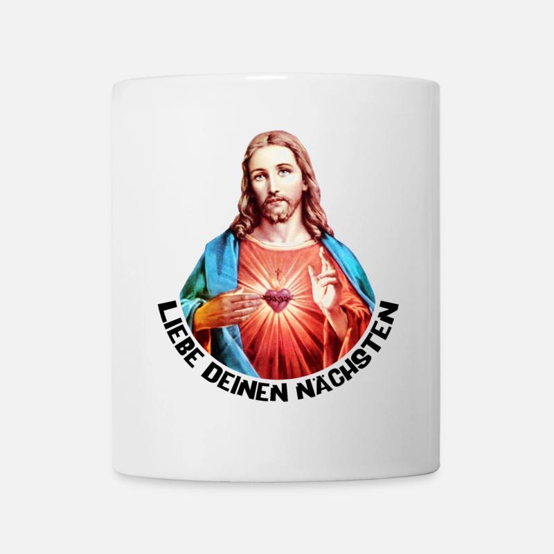 Liebe Deinen Nächsten Jesus Linker Handsegen - Tasse - Weiß
