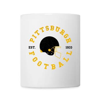 Pittsburgh Football Round Logo Yellow Black - Mug - white - Front