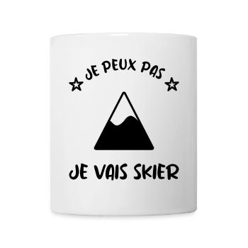JE PEUX PAS. SKIER. SKI. RAQUETTE. SNOW. SNOWBOARD - Mug blanc - blanc - Devant
