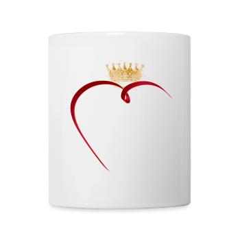 zartes rotes Band der Liebe in Herz Form mit Krone - Tasse - Weiß - Vorne