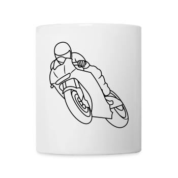 Wheelie beim Motorradrennen - dunkel - Tasse - Weiß - Vorne