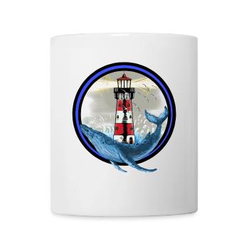Marine Mammal Fish Whale Fish Lighthouse Nautical - Mug - white - Front