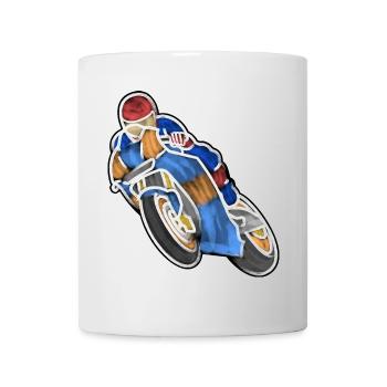 Wheelie beim Motorradrennen - Wasserfarben hell - Tasse - Weiß - Vorne