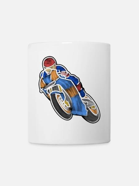 Wheelie beim Motorradrennen - Wasserfarben hell - Tasse - Weiß