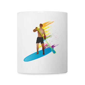 Stand up paddling - Mann mit Paddle Board - Tasse - Weiß - Vorne