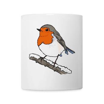 Robin sur la branche - Mug blanc - blanc - Devant
