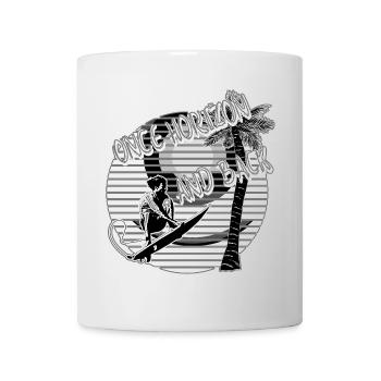 Surfer Palm Trees Beach black/white - Mug - white - Front