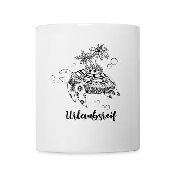 Urlaubsreif - Schildkröte mit Insel auf dem Panzer - Tasse - Weiß - Vorne