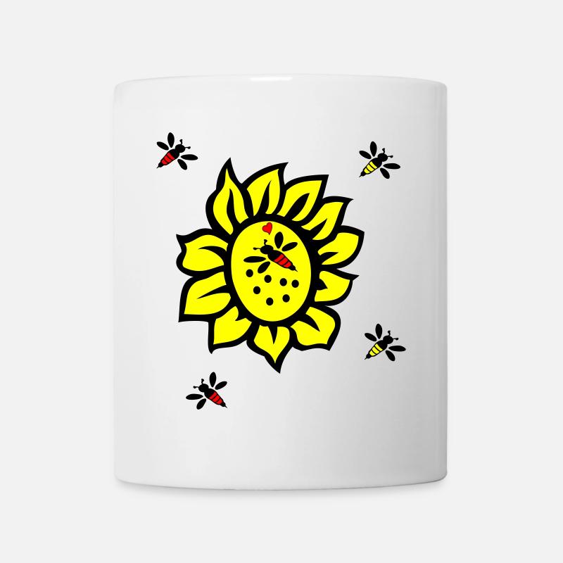 Sunflower, bees - Mug - white
