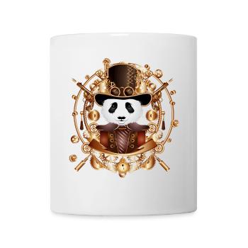 Steampunk Panda Bear with Cylinder Hat in frame - Mug - white - Front