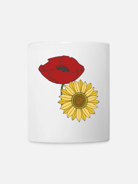 mohn sonnenblume - Tasse - Weiß