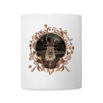 Steampunk deer portrait in antique frame - Mug - white - Front
