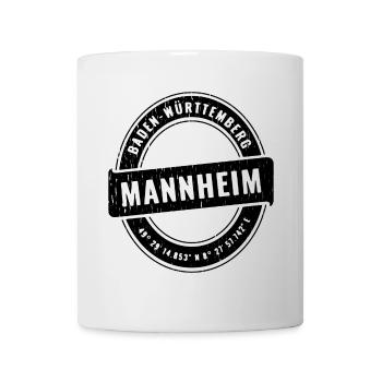  Mannheim Baden-Württemberg Koordinaten Emblem - Tasse - Weiß - Vorne