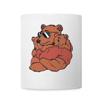 Papa Ours Et Ses Oursons Cadeau Papa Et Enfants - Mug blanc - blanc - Devant