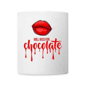 Will kiss for chocolate (dark) - Mug - white - Front
